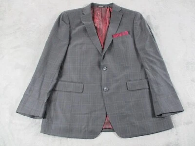 Jean Paul Germain Mens Sport Coat 44R Gray Plaid Suit Jacket Business Blazer Foto 1 de 4
