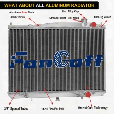 3 Row Radiator for 1998-2004 Nissan Frontier,2000-2004,03 Xterra XE SE 2.4/3.3L - Image 1 of 4