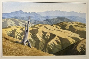 John Rundle - 1933-2014 (New Zealand Artist) - NORTH-EAST FROM BELMONT TRIG - Picture 1 of 13