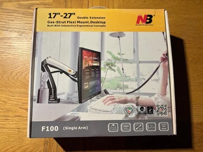 North Bayou 17"-27" Double Extension Gas-Strut Flexi Mount Desktop F100 Single - Image 1 of 4