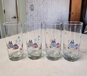 Set 4 International China Japan's Heartland Pattern 12oz Glass Drinking Tumblers - Picture 1 of 9