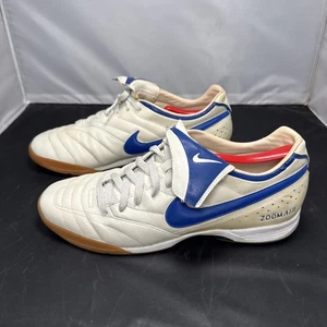 Nike Air Tiempo Mystic IC Indoor Soccer Shoes White Blue Vintage Mens US 12.5 - Picture 1 of 17