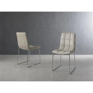 Casabianca Home Leandro Set of 2 Polyurethane Leather Dining Chairs - Taupe - Picture 1 of 4