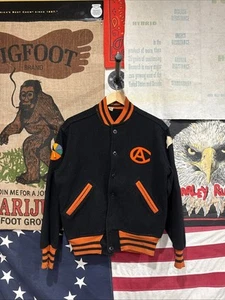 1950s Varsity Jacket Black Orange 20x24 - Picture 1 of 6