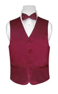 BOY'S Dress Vest & BOW TIE Solid BURGUNDY Color BowTie Set for Suit or Tuxedo - Image 1 of 3