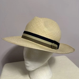 M&S Luxury Collection Olney Genuine Panama Fedora Sun Hat Beige Cap. Size M - Picture 1 of 14