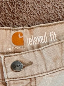 Vtg Carhartt Pants Mens 36x30 Beige Khaki Cargo Relaxed Rugged Work Utility USA - Picture 1 of 16