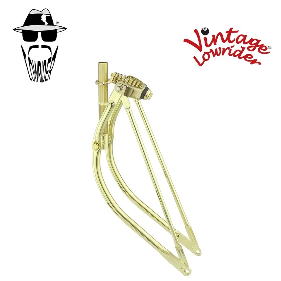 Vintage Lowrider 26" Bent Spring Fork 1" GOLD Lowrider Cruiser Bicycle - Image 1 of 1