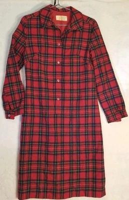 Pendleton Women Size 10  Royal Stewart Tartan Wool Red Plaid Dress Vintage USA - Image 1 of 4