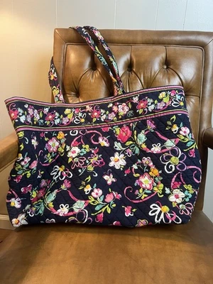 Vera Bradley Grand Travel Tote Bag in "Ribbons" Pattern Large WiTh Zipper Pocket - Image 1 of 4