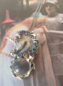 Unicorn w/ Crystal Orb Pendant Charm Necklace Spirit Animal Fantasy Mythology  - Picture 1 of 11
