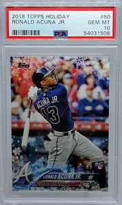 2018 Topps Holiday #50 Ronald Acuna Jr RC PSA 10 Great one to add to your PC! - Picture 1 of 2