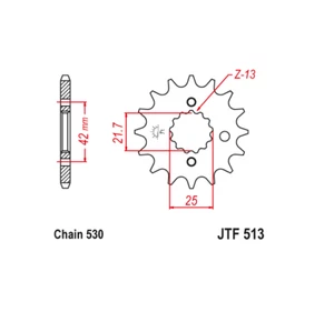 JT SPROCKET 16 TRANSMISSION 530 FOR YAMAHA SR500 1978 - 1991 - Picture 1 of 2