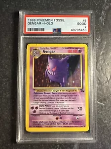 1999 Pokémon Fossil Holographic Holo Gengar 5 /62 PSA 2 GOOD Graded Rare - Picture 1 of 14
