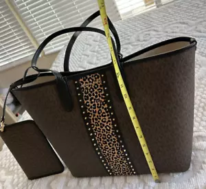 358 $, NEU-. Michael Kors - ELIZA Voyager Tote Leopard Print - Damen Tasche Braun. - Bild 1 von 15