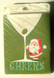 12 invitaciones y sobres de Papá Noel borracho - Paper Cut Company NOS - Imagen 1 de 2