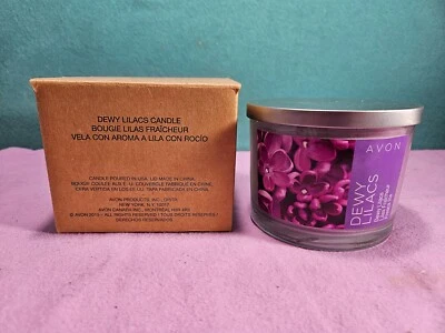 New Avon Dewy Lilacs Floral Scented Candle 3 Wick (ROUND GLASS CANDLE) - Image 1 of 2