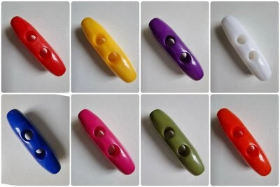 LUXURY COLOURFUL RESIN TOGGLE BUTTONS -  38MM X 11MM, FASTENER, LARGE, DUFFLE - Image 1 of 4