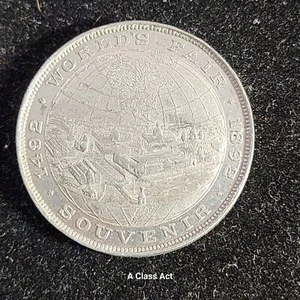 1893 World's Fair Globe COLUMBUS LANDING So Called Dollar Expo Token Coin. W257 - Picture 1 of 6