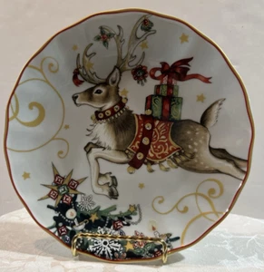 Williams Sonoma Twas the Night Before Christmas Reindeer Salad Plate - Picture 1 of 6