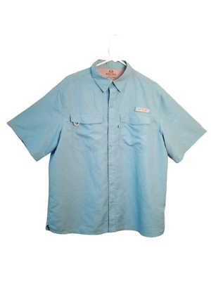 Camisa azul con botones ventilados de pesca Realtree para hombre talla L pit to pit 25 pulgadas Foto 1 de 4