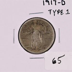 1917-D T-1 Standing Liberty Silver Quarter - Picture 1 of 2