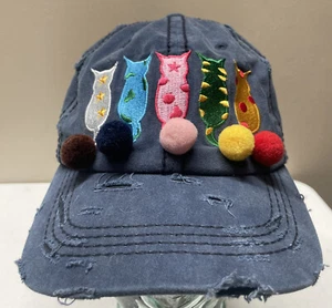 Mütze Kappe Katze Mama bestickt Katze Bommelschwanz abgenutzt Riemen hinten Baseball Trucker - Bild 1 von 12