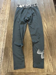 Boys Under Armour Gray Running Compression Pants Tights large - Picture 1 of 1
