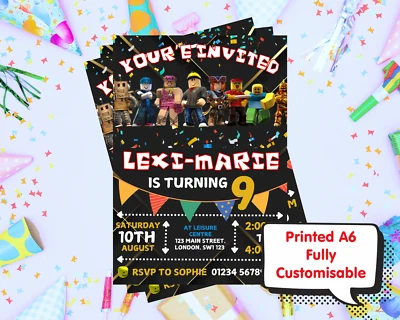 Приглашения на день рождения/вечеринку Roblox на заказ - Изображение 1 из 3