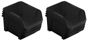 STST55304B 4 Count # 3 9" Black Poly Storage Bins - Pack of 2 (8 Bins) - Picture 1 of 2