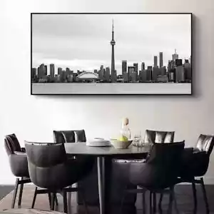Skyline Landschaft Wandbild Poster Drucke schwarz weiß Toronto Stadtansicht Leinwand - Bild 1 von 21