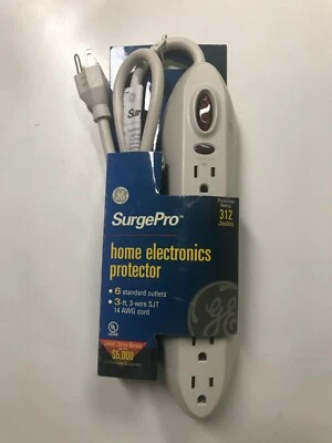 GE SurgePro 6-Outlet Home Electronics Protector 312 Joules, 3-ft. 14 AWG 3-wire - Image 1 of 3