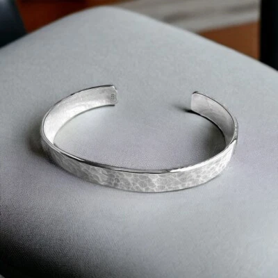 Herren Armreif gehämmert 925 Silber Armspange Silberarmreif Breite 8 mm Armring - Bild 1 von 3