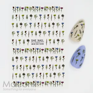 Nail Art Stickers 041 Autumn Wildflowers Easy self-adhesive thin flowers floral - Picture 1 of 3