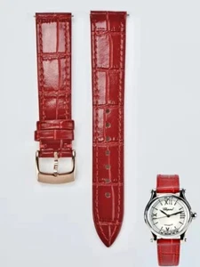 15MM 18MM LEATHER WATCH STRAP BAND FOR Chopard WATCH WITH BUCKLE RED WHITE - Picture 1 of 17