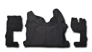 ECO LEATHER BLACK RHD FLOOR MATS ENGINE COVER FOR VOLVO FH 2021+BLUE STITCH - Imagen 1 de 2
