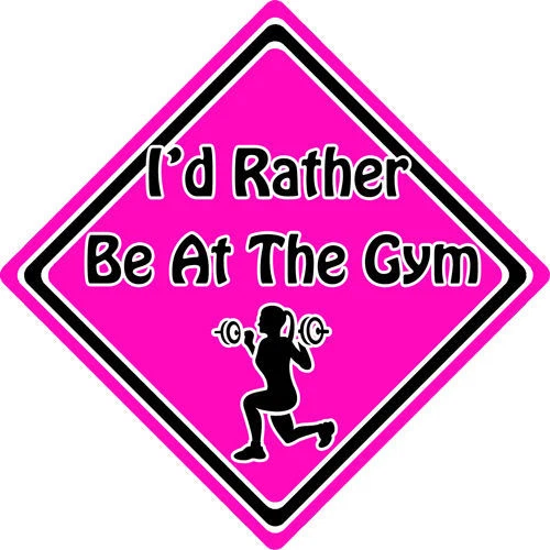 CAR SIGNS DIRECT Baby On Board Autoschild ~ I'd Rather Be At The Gym ~ rosa