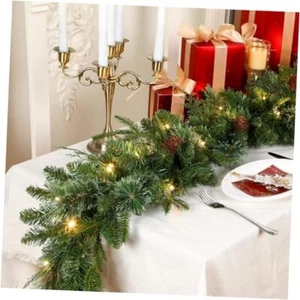 Pre-lit Christmas Garland, Natural Rustic Cedar Pine with Pine Cones Decor 9FT - Picture 1 of 8