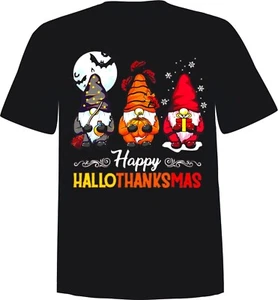 "HalloThankMas" T-Shirt Halloween Saison Urlaub Grusel Oktober Festlich - Bild 1 von 1