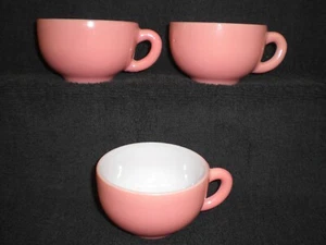 VINTAGE HAZEL ATLAS PINK CRINOLINE MILK GLASS CUPS - SET OF 3 - Picture 1 of 6
