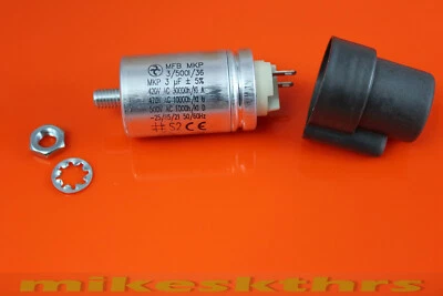 3H-2,8-ABS+Kappe  3µF 420V 2,8mm Steckeer 3uF Motorkondensator f. Brennermotor - Bild 1 von 4