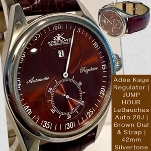 42mm Auto | JUMP HOUR Regulator | Brown Dial & Strap | Adee Kaye Mens Watch - Picture 1 of 12