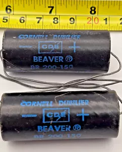 QTY. 2 pcs. Vintage Cornell Dubilier Beaver BR 200-150 200UF , 150 WVDC NOS - Picture 1 of 2