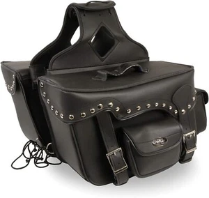 LARGE 22" MOTORCYCLE STUDDED SADDLEBAGS w/ FRONT POCKETS FOR HARLEY - DSADM - Bild 1 von 5