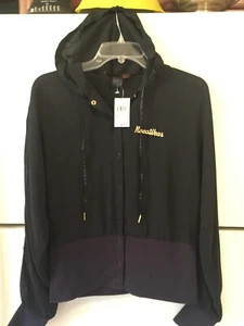 Neu mit Etikett $ 78 seltener Vintage ROCAWEAR LARGE schwarzer halbtransparenter Georgette-Hoodie mit Druckknopfleiste vorne Y2K - Bild 1 von 4