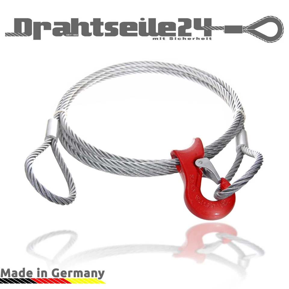 Chokerseil Forst mit Seilgleithaken & Schlaufen Gleithaken Forst 10mm 12mm 14mm - Bild 1 von 3