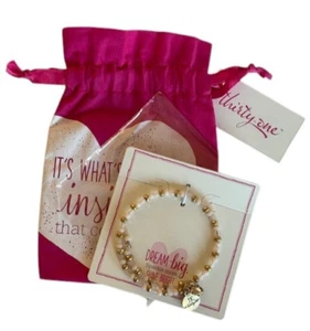 Bracelet Dream Big Sparkle More Thirty-One JK Faux Gold White OS with Pink Pouch - Picture 1 of 5