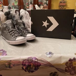 Converse Hombres Chuck Taylor All Star High Street Medio Gris Blanco Zapatos A09524C NUEVO - Imagen 1 de 12