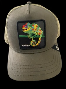 Karma Adjustable Trucker Cap with Colorful Chameleon Patch - Picture 1 of 9