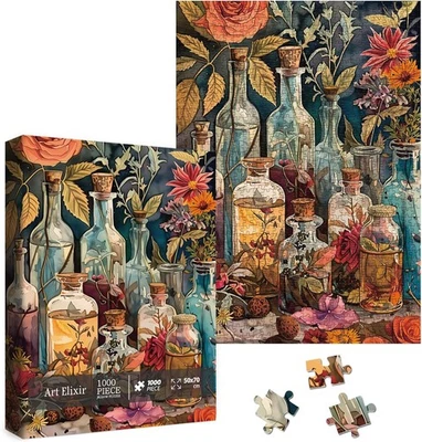 Rompecabezas botella vidrio arte vintage 1000 piezas para adultos, naturaleza vegetal...  Foto 1 de 4